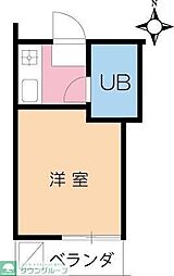 ヴィラ一番町 1階1Kの間取り