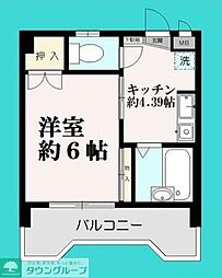 ディアフレンズ河辺 2階1Kの間取り
