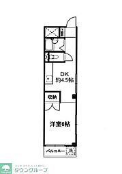 JR青梅線 河辺駅 徒歩7分の賃貸マンション 4階1DKの間取り