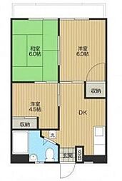 二宮ハイツ 2階3DKの間取り