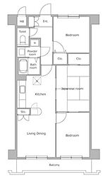 JR中央線 立川駅 徒歩9分の賃貸マンション 2階3DKの間取り