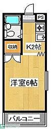 メゾン芝 2階1Kの間取り