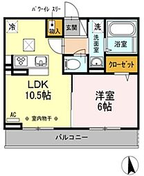 ルピナ 1階1LDKの間取り