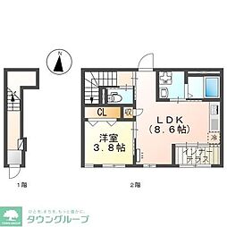 ペルラ 2階1LDKの間取り