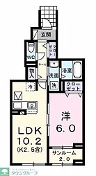 エール　アン 1階1LDKの間取り