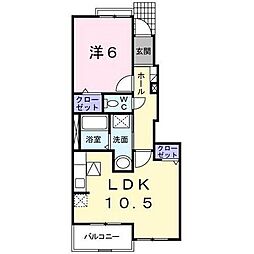 ブリリアント　Ｋ 1階1LDKの間取り