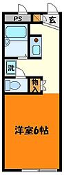 レオパレスせいざん 2階1Kの間取り