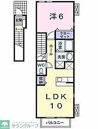 アヴニール　I 2階1LDKの間取り