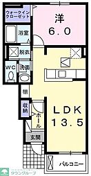 グランプラトV 1階1LDKの間取り