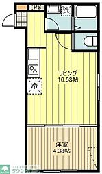 グランディール羽村 3階1LDKの間取り