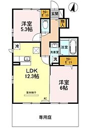 ファヴォーレII 1階2LDKの間取り
