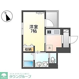 シルクネス 3階1Kの間取り