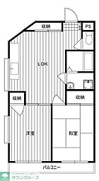 エッソール福生 2階3DKの間取り
