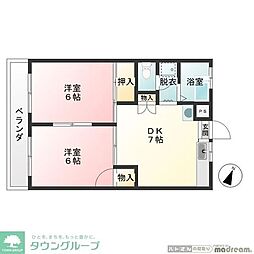 プラムヒル 2DKの間取図画像