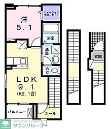 ブリュームII 1LDKの間取図画像