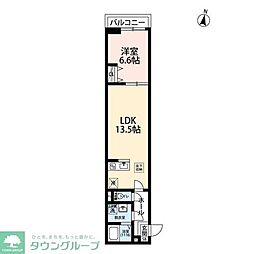 エクセラン柴崎町 1LDKの間取図画像