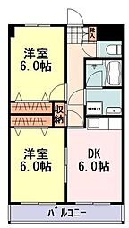 フェリース福生 2DKの間取図画像