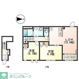 エル・クーレ 2LDKの間取図画像