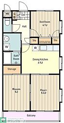 ウエステリア東大和3 3DKの間取図画像