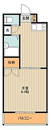 グランデ国立 1DKの間取図画像