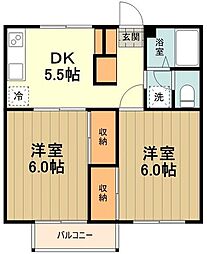 エステートピアエイト 2DKの間取図画像