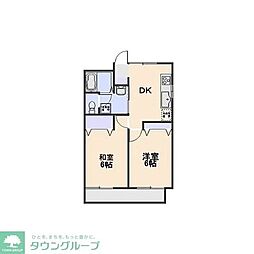 サンライズ新堀 2DKの間取図画像