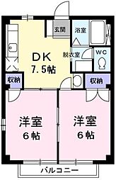 ファミール木下 2DKの間取図画像