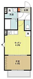 GRADUS福生 1LDKの間取図画像