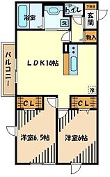 ブリリアンス 2LDKの間取図画像
