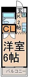 コーポオークス 1Kの間取図画像