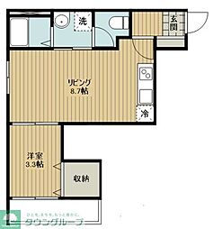 狭山市入間川3丁目アパート 1LDKの間取図画像
