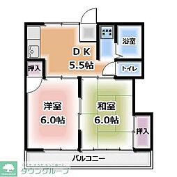エクシード1 2DKの間取図画像