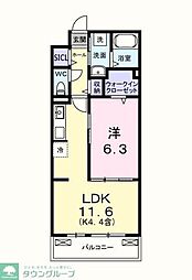 キー ウェスト 1LDKの間取図画像