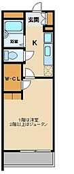 レオパレスフォーシーズン 1Kの間取図画像