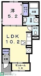 メゾン・ド・リエール 1LDKの間取図画像