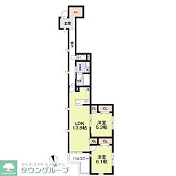 (仮称)国立市富士見台2丁目計画 2LDKの間取図画像
