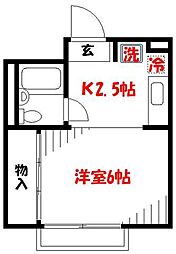 パル ワンルームの間取図画像