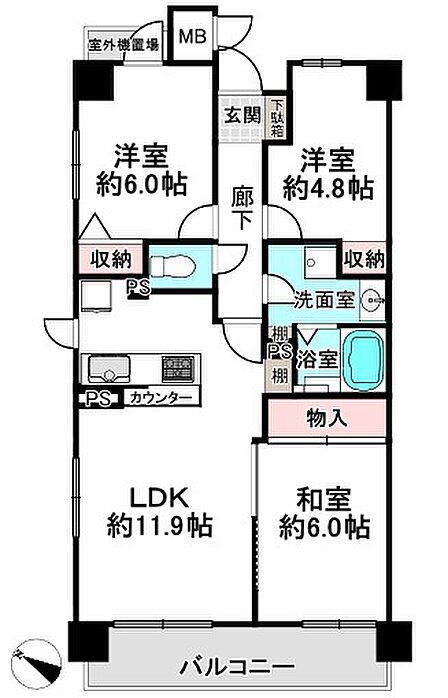 3LDK 間取り