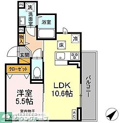 JR総武線 津田沼駅 徒歩10分の賃貸アパート 1階1LDKの間取り