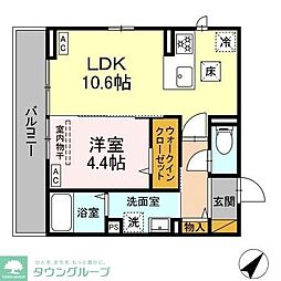 D-SOLACE津田沼 1階1LDKの間取り