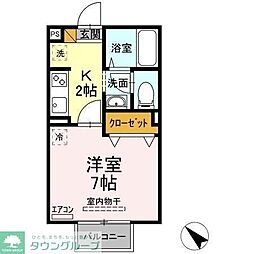 シャングリラ 2階1Kの間取り