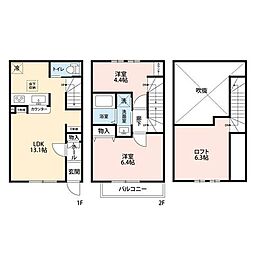 ＴＭテラスハウス本八幡(ティーエムテラスハウスモトヤワタ) 2LDKの間取り