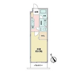レオ四拾八番館 2階1Kの間取り
