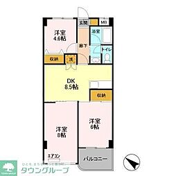 フロントアイランドハイツ 2階3DKの間取り