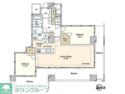 イーストコモンズ清澄白河セントラルタワー 2LDKの間取図画像