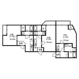 モダンライト中山 1Kの間取図画像