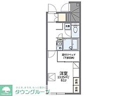 レオパレスリムジン 1Kの間取図画像