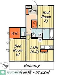ヴィルソレイユ 2LDKの間取図画像