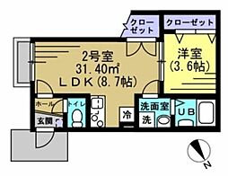 KH馬込沢 1LDKの間取図画像
