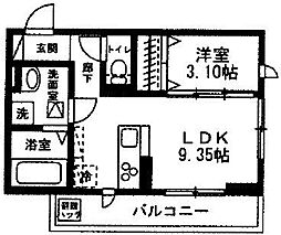 キャピタルコート 1LDKの間取図画像